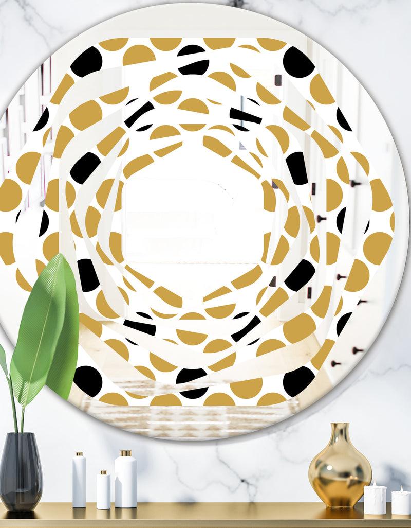 DesignQ Golden Polka Dot - Modern Round or Oval Wall Mirror - Whirl