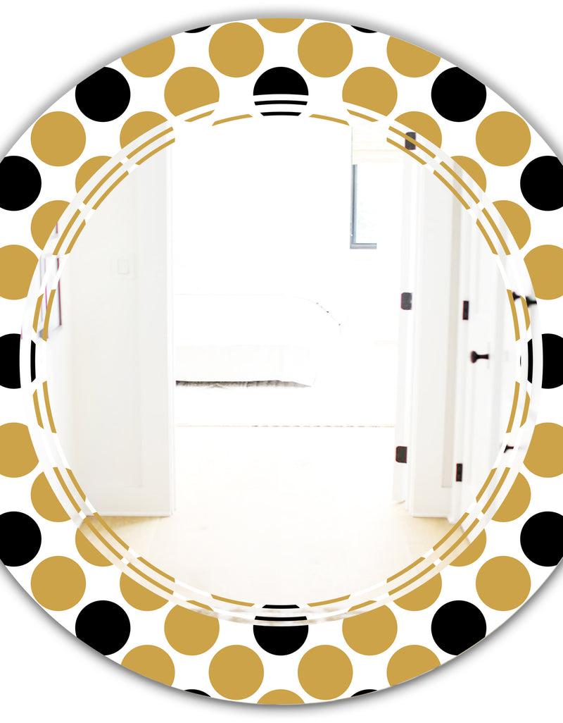 DesignQ Golden Polka Dot - Modern Round Or Oval Wall Mirror - Triple C