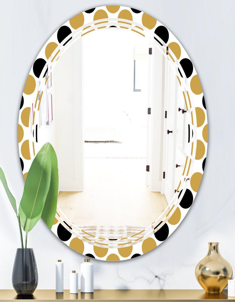 DesignQ Golden Polka Dot - Modern Round Or Oval Wall Mirror - Triple C