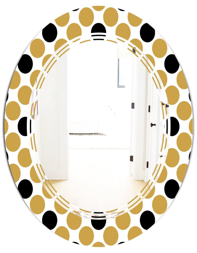 DesignQ Golden Polka Dot - Modern Round Or Oval Wall Mirror - Triple C
