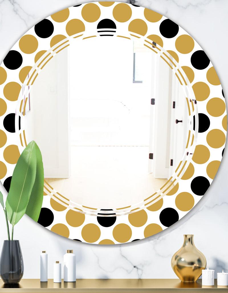 DesignQ Golden Polka Dot - Modern Round or Oval Wall Mirror - Triple C