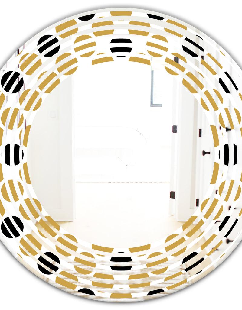 DesignQ Golden Polka Dot - Modern Round Or Oval Wall Mirror - Wave