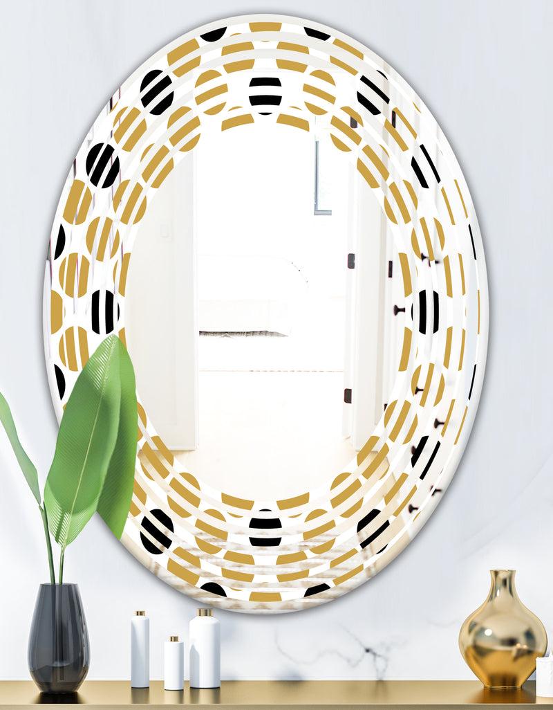DesignQ Golden Polka Dot - Modern Round Or Oval Wall Mirror - Wave