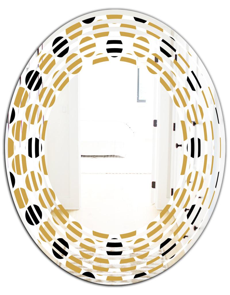DesignQ Golden Polka Dot - Modern Round Or Oval Wall Mirror - Wave