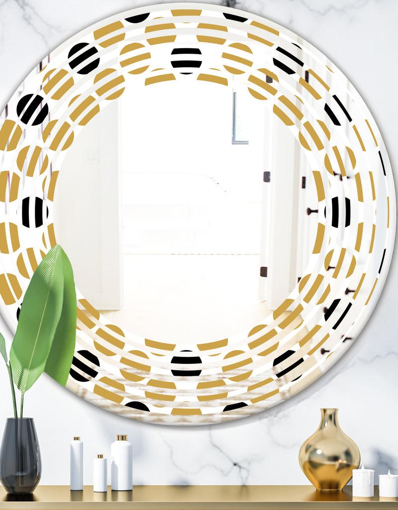 DesignQ Golden Polka Dot - Modern Round or Oval Wall Mirror - Wave