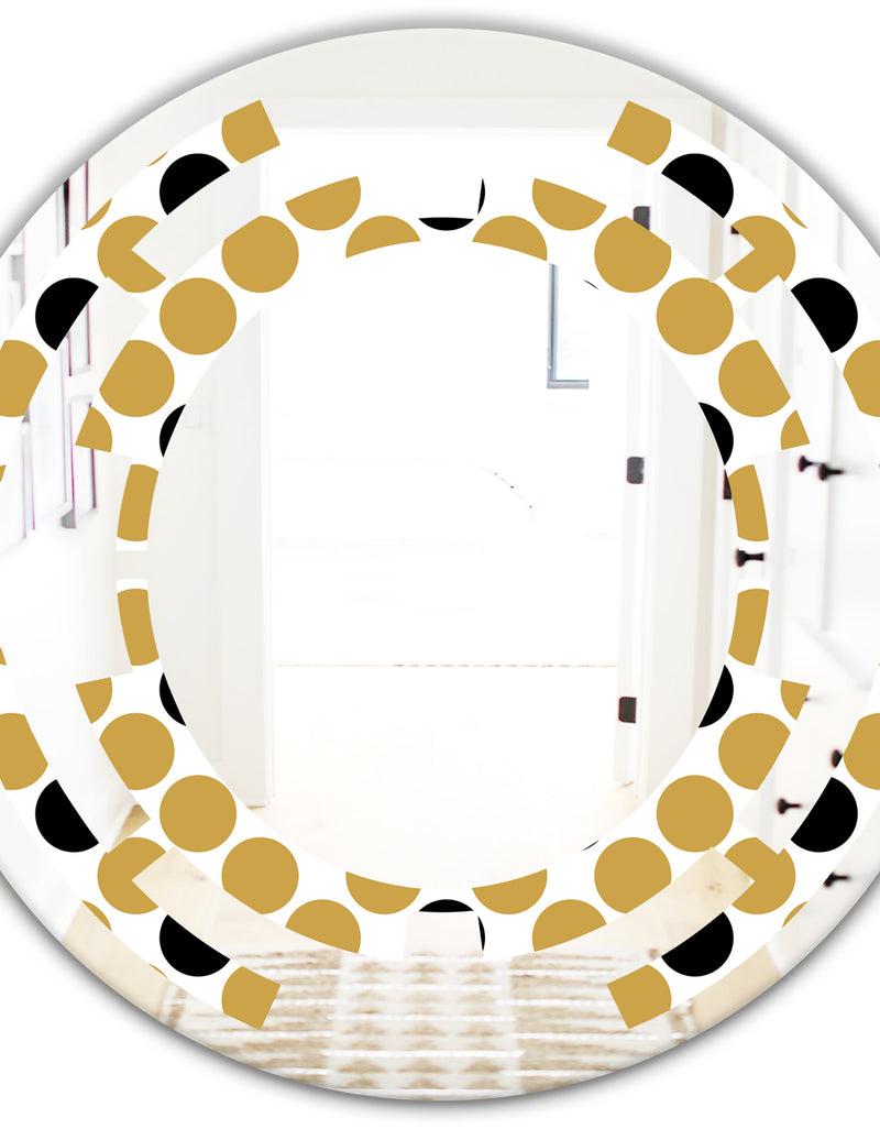 DesignQ Golden Polka Dot - Modern Round Or Oval Wall Mirror - Space