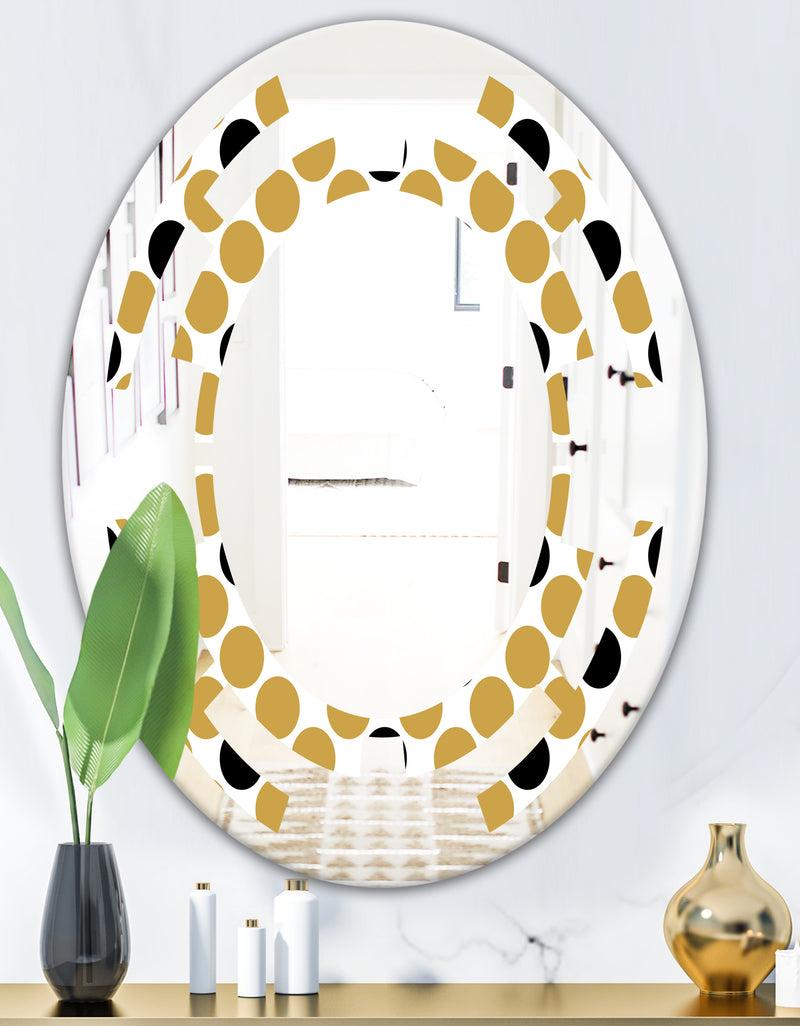 DesignQ Golden Polka Dot - Modern Round Or Oval Wall Mirror - Space