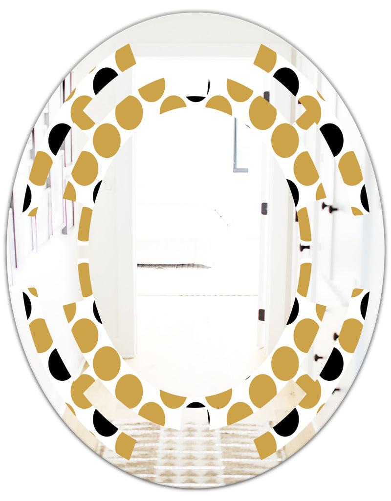 DesignQ Golden Polka Dot - Modern Round Or Oval Wall Mirror - Space