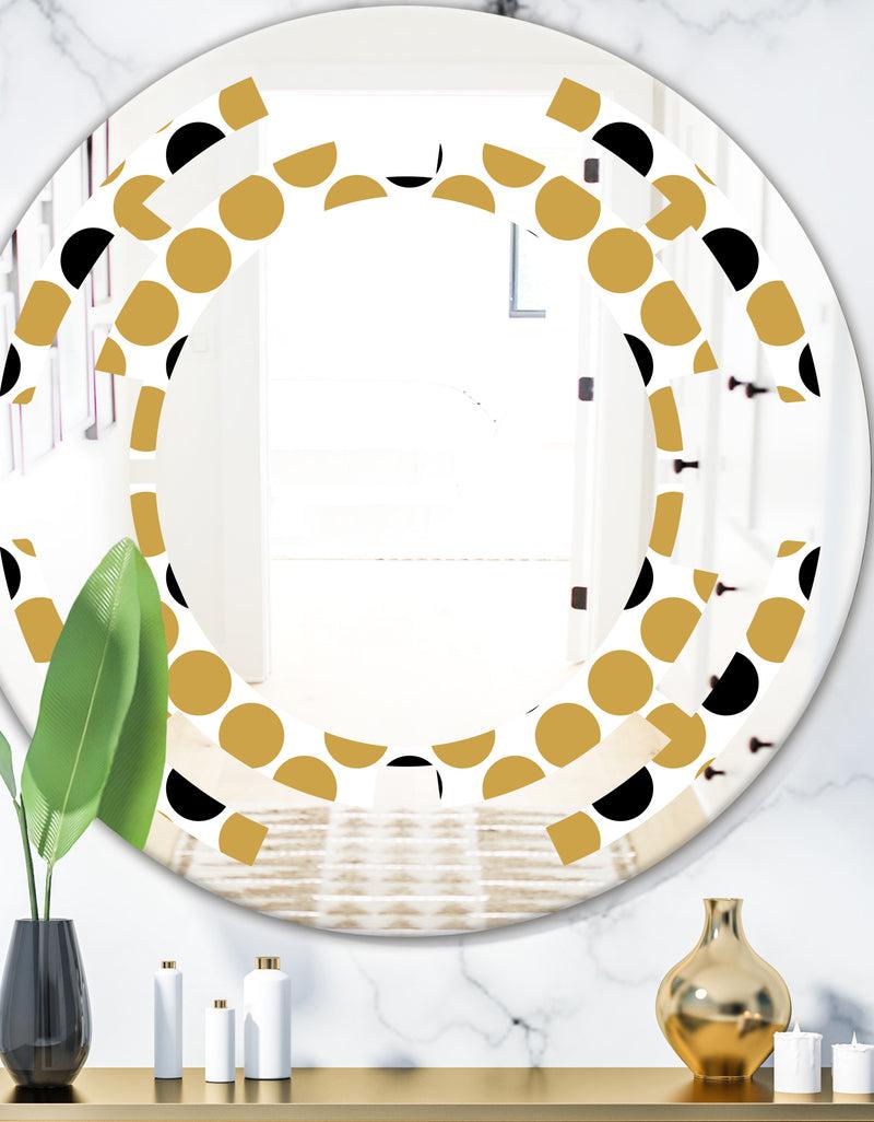 DesignQ Golden Polka Dot - Modern Round or Oval Wall Mirror - Space