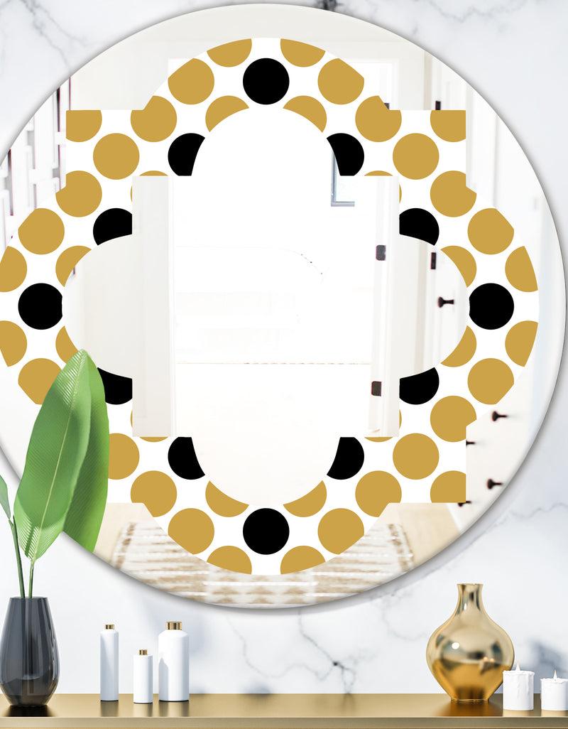 DesignQ Golden Polka Dot - Modern Round or Oval Wall Mirror - Quatrefoil