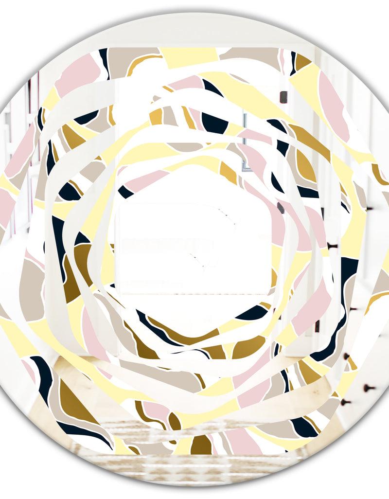 DesignQ Golden River Stones - Modern Round Or Oval Wall Mirror - Whirl