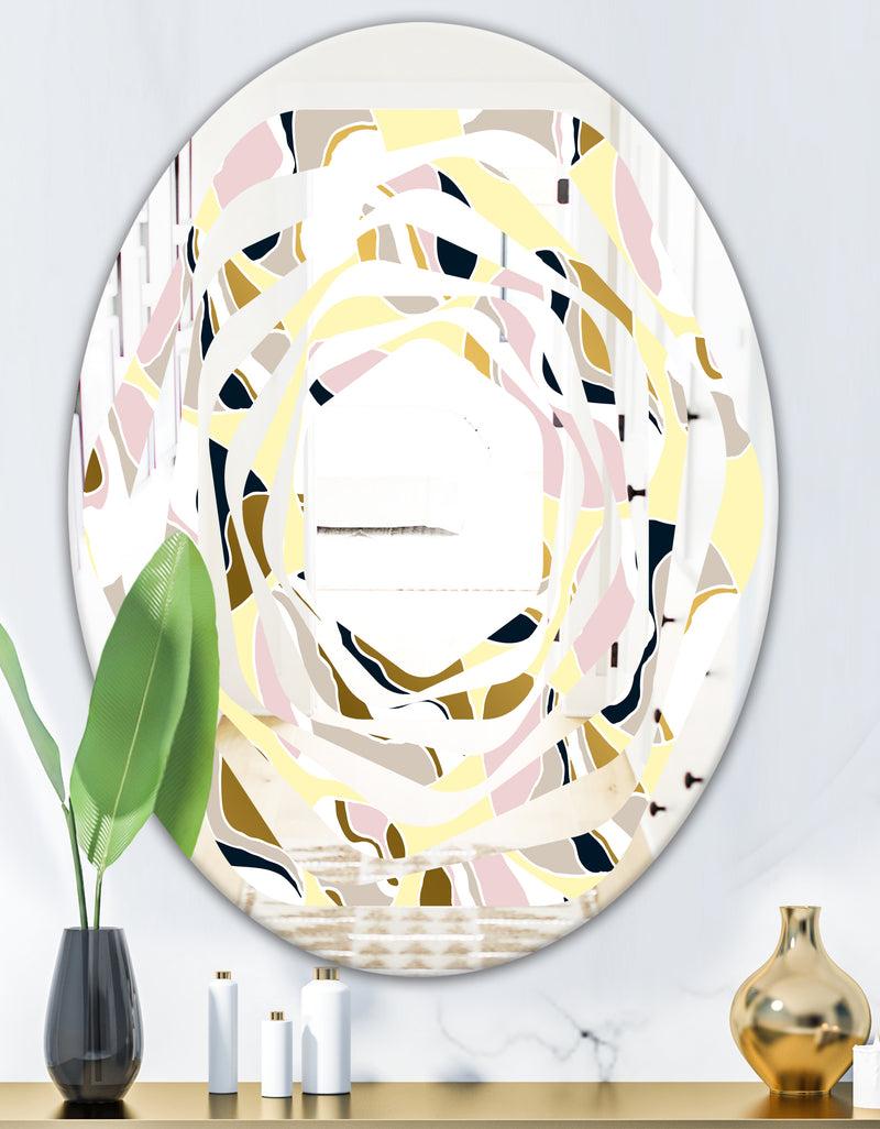 DesignQ Golden River Stones - Modern Round Or Oval Wall Mirror - Whirl