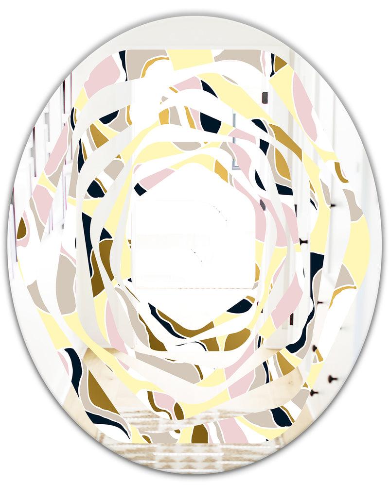 DesignQ Golden River Stones - Modern Round Or Oval Wall Mirror - Whirl