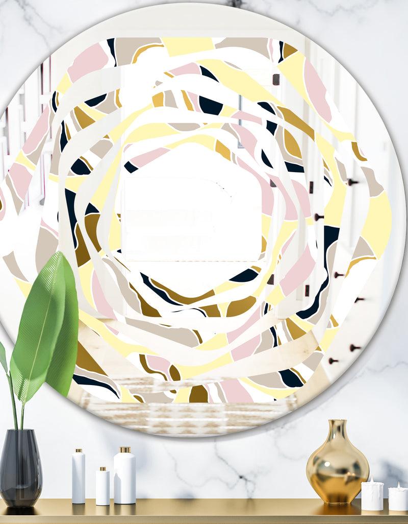 DesignQ Golden River Stones - Modern Round or Oval Wall Mirror - Whirl