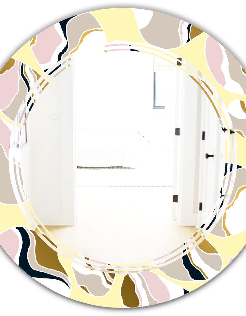 DesignQ Golden River Stones - Modern Round Or Oval Wall Mirror - Triple C