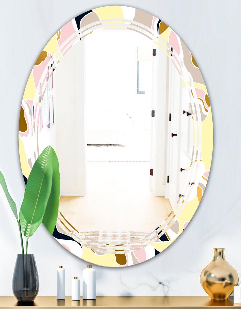 DesignQ Golden River Stones - Modern Round Or Oval Wall Mirror - Triple C
