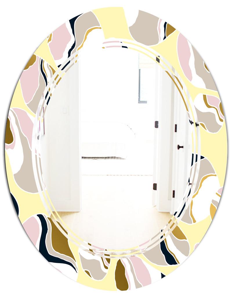 DesignQ Golden River Stones - Modern Round Or Oval Wall Mirror - Triple C