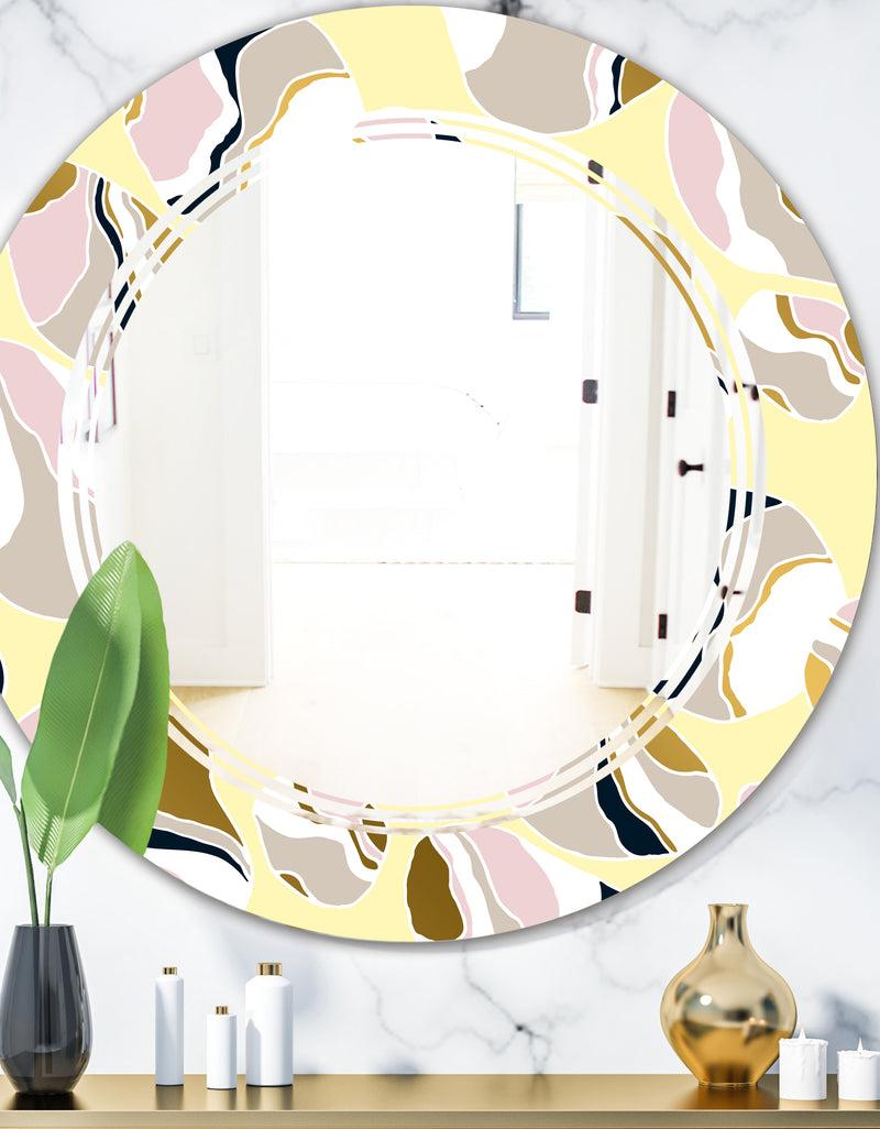 DesignQ Golden River Stones - Modern Round or Oval Wall Mirror - Triple C