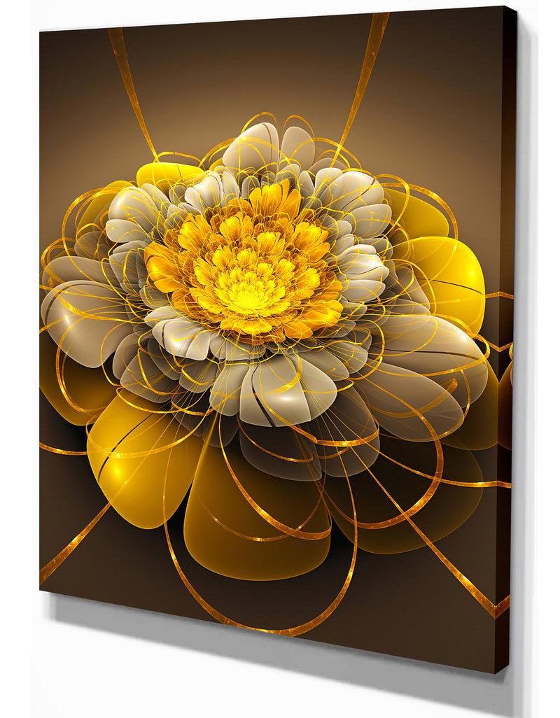DesignQ Golden Rose 3d Ilustration Digital Artwork - Digital Art On Wrapped Canvas