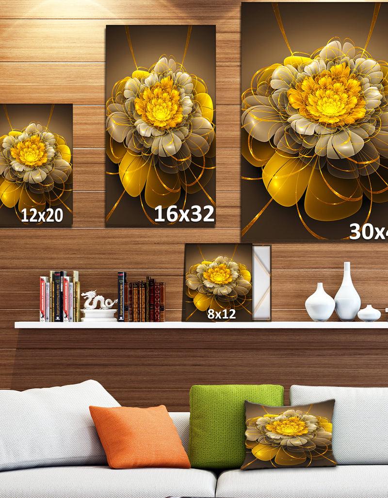 DesignQ Golden Rose 3d Ilustration Digital Artwork - Digital Art On Wrapped Canvas