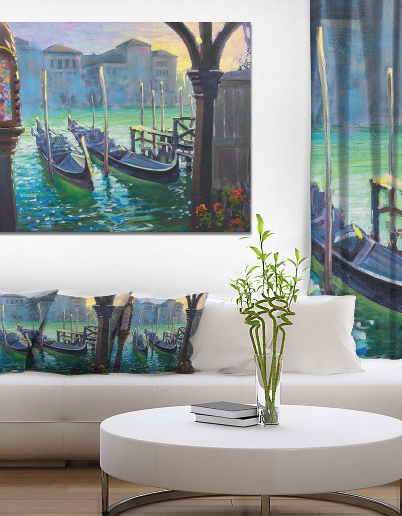 DesignQ Gondolas in Venice - Landscape Painting Canvas Print