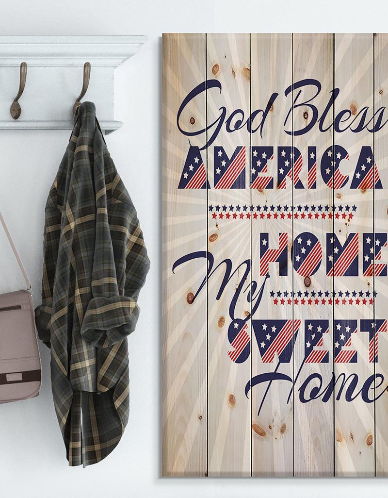 DesignQ Good Bless America. My Home Sweet Home - Textual Entrance Art on Wood Wall Art