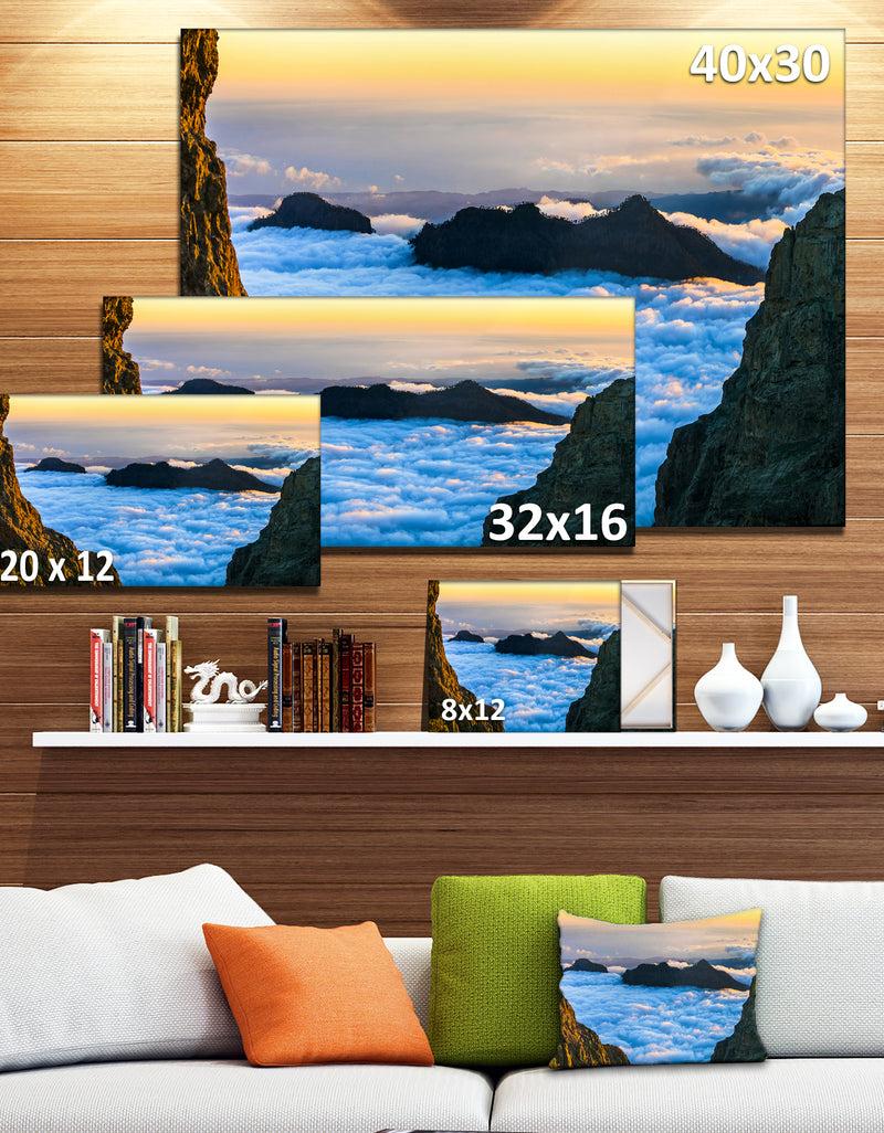 DesignQ Gran Canaria Sunset Over Clouds - Extra Large Seashore Canvas Art