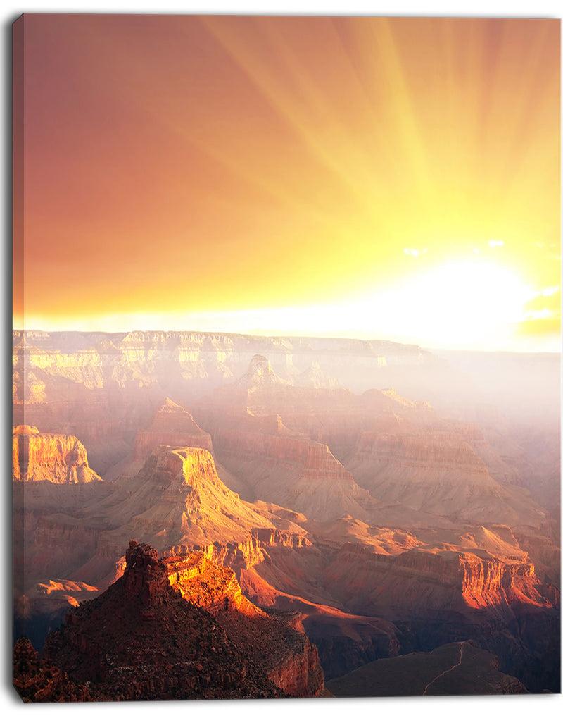 DesignQ Grand Canyon With Bright Sunset - Oversized Landscape Canvas Art
