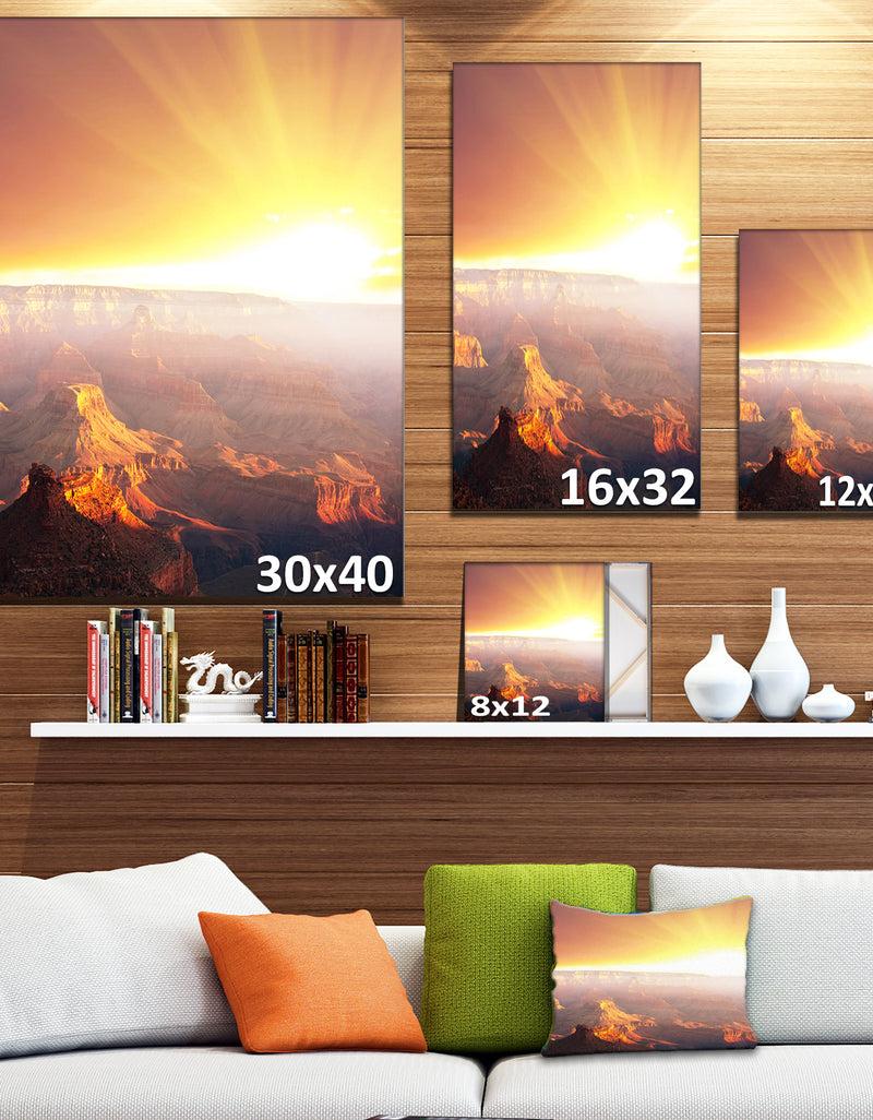 DesignQ Grand Canyon With Bright Sunset - Oversized Landscape Canvas Art