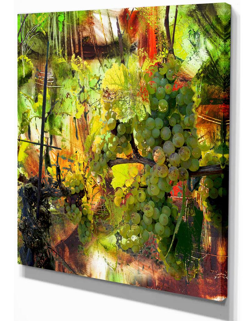 DesignQ Grapes Vine - Floral Painting Print On Wrapped Canvas