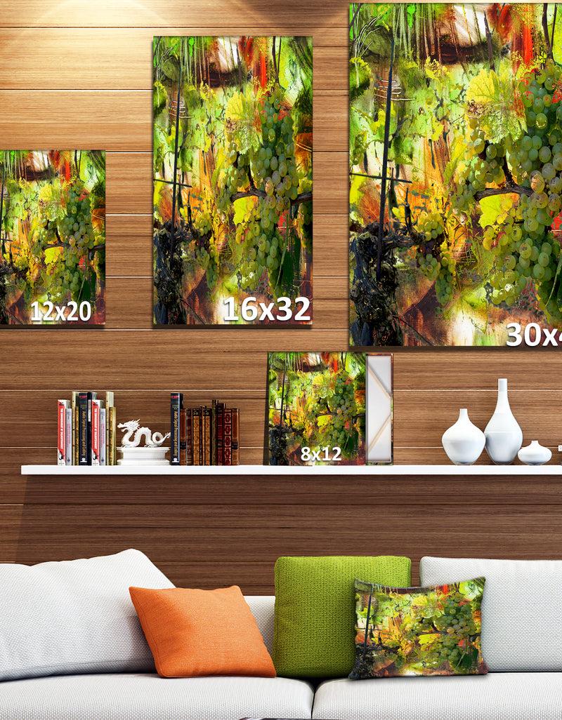 DesignQ Grapes Vine - Floral Painting Print On Wrapped Canvas