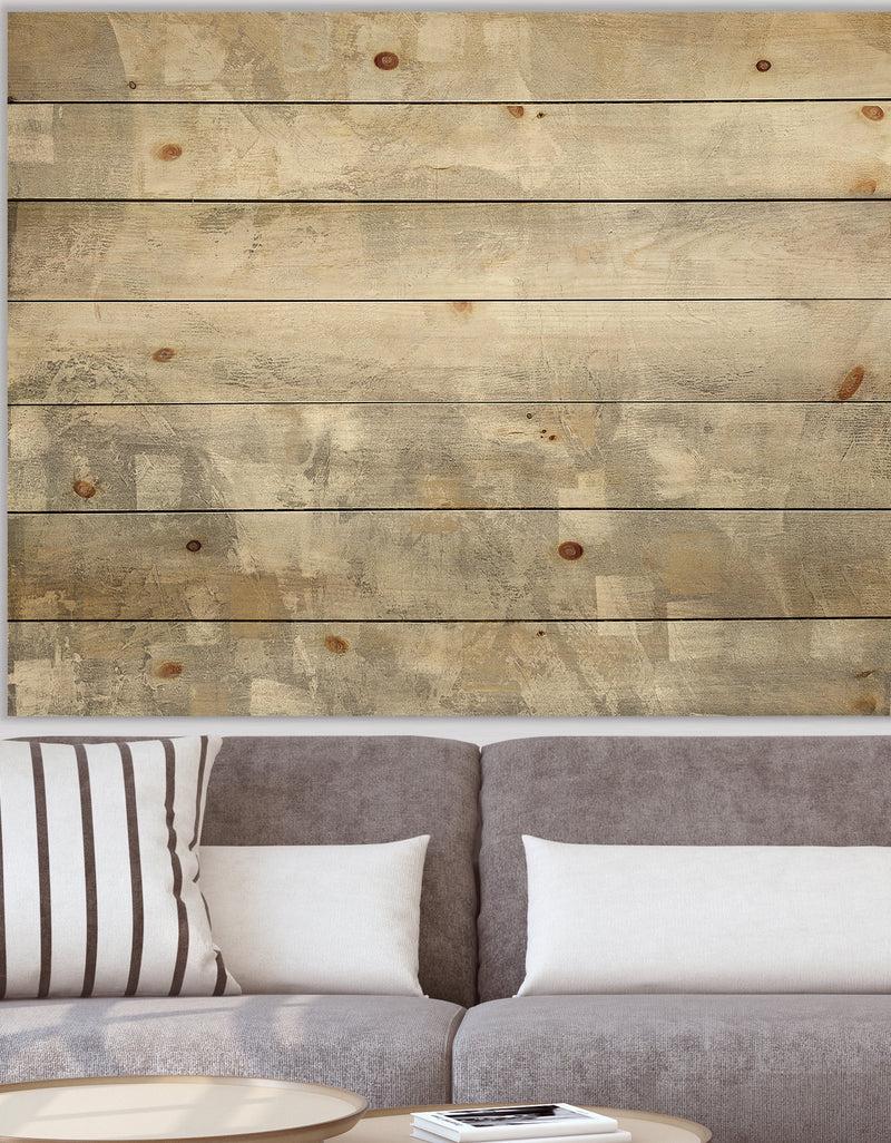 DesignQ Gray Abstract Watercolor - Contemporary Print on Natural Pine Wood