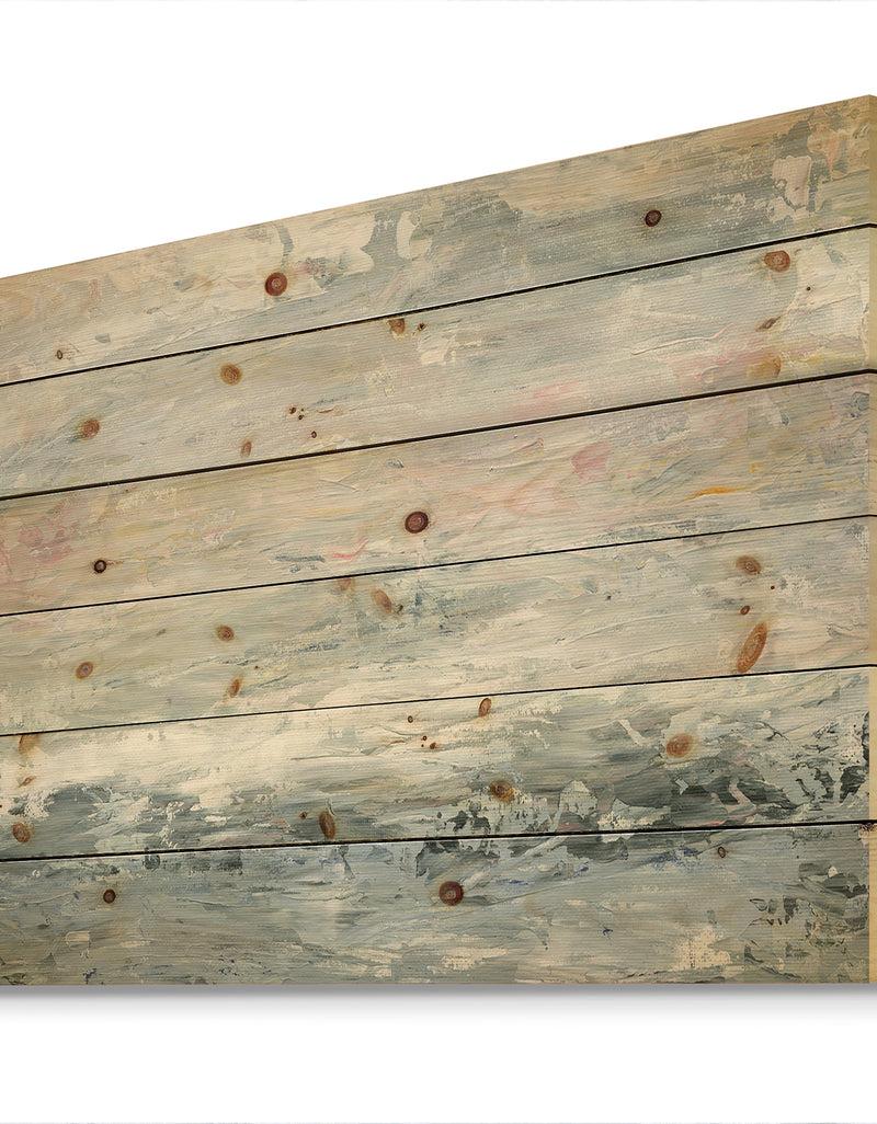 DesignQ Gray Abstract Watercolor II - Contemporary Print On Natural Pine Wood