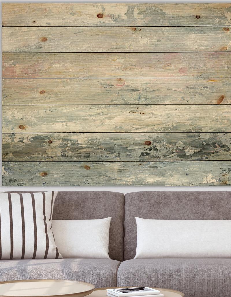 DesignQ Gray Abstract Watercolor II - Contemporary Print on Natural Pine Wood