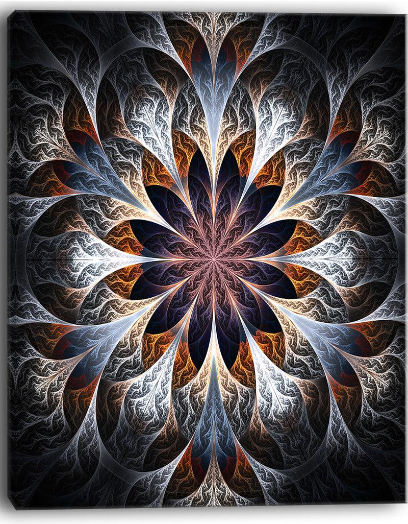 DesignQ Gray Brown Digital Art Fractal Flower - Large Floral Canvas Art Print