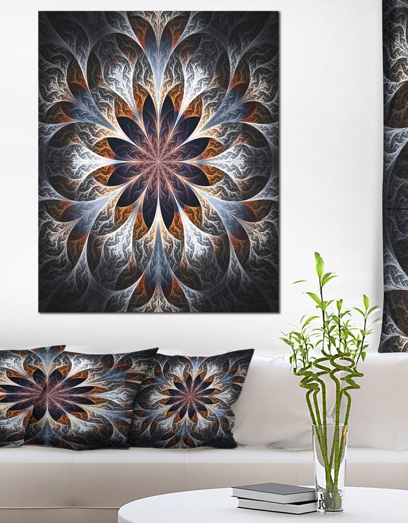 DesignQ Gray Brown Digital Art Fractal Flower - Large Floral Canvas Art Print