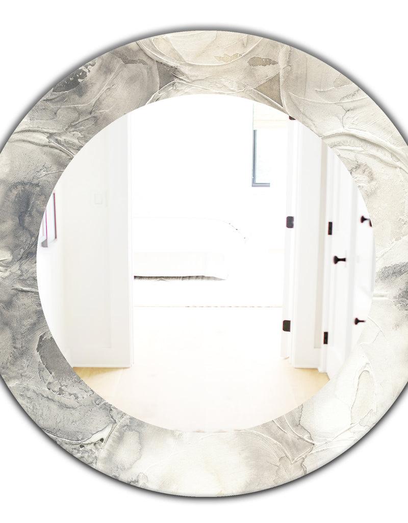 DesignQ Gray Circles I - Modern Mirror - Oval Or Round Wall Mirror
