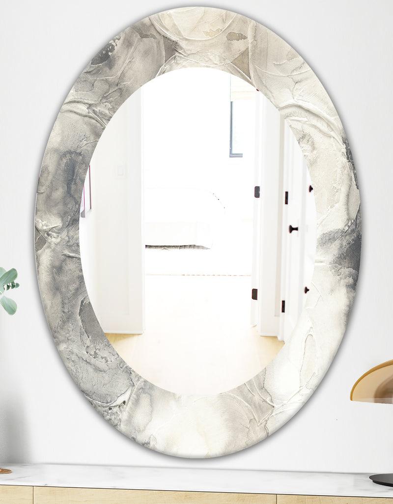 DesignQ Gray Circles I - Modern Mirror - Oval Or Round Wall Mirror