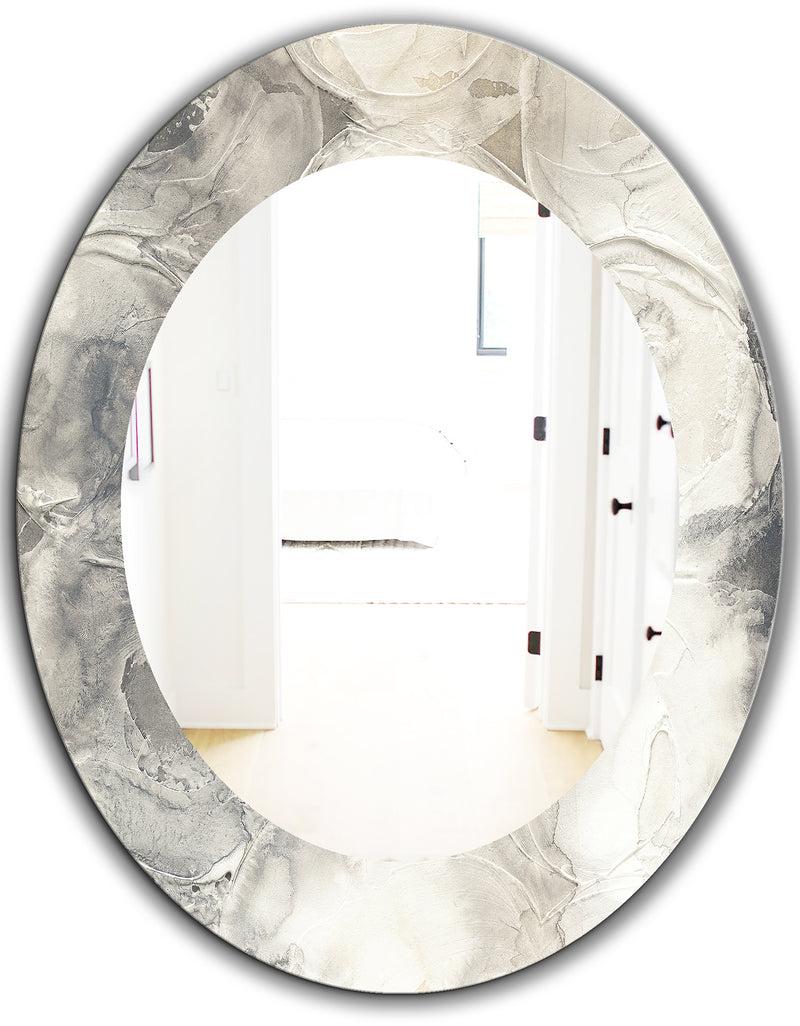 DesignQ Gray Circles I - Modern Mirror - Oval Or Round Wall Mirror