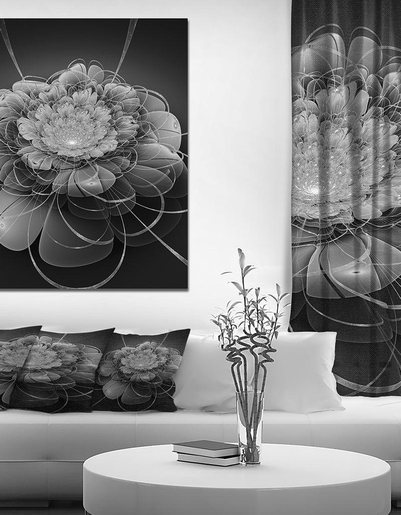 DesignQ Gray Lotus Space Flower - Floral Contemporary Art on wrapped Canvas