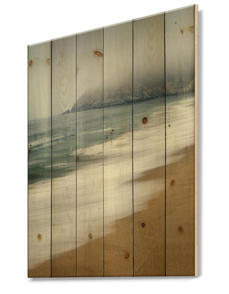 DesignQ Gray Whale Cove - Nautical & Coastal Print On Natural Pine Wood