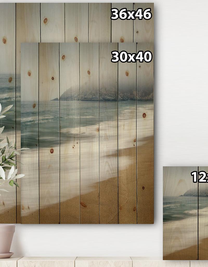 DesignQ Gray Whale Cove - Nautical & Coastal Print On Natural Pine Wood