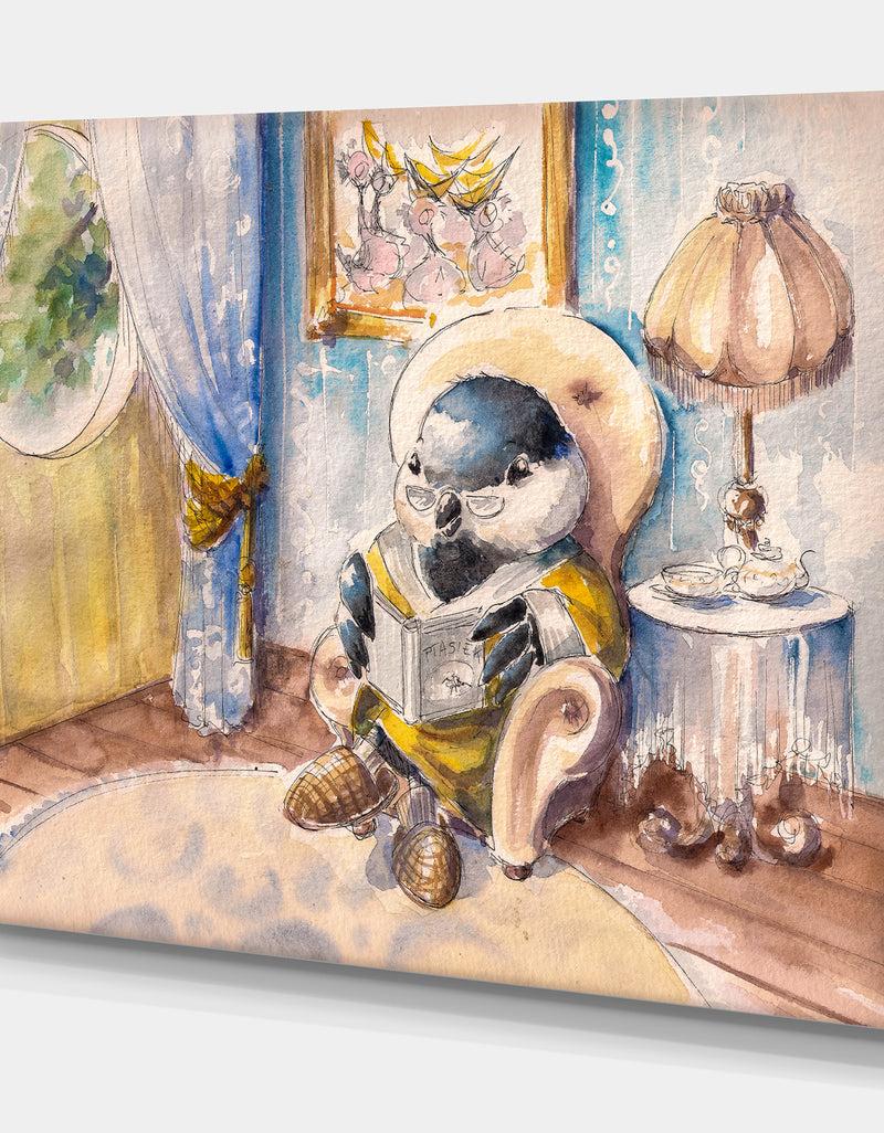 DesignQ Great Tit At Home - Animals Painting Print On Wrapped Canvas