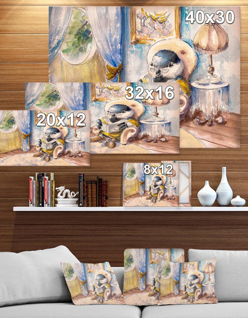 DesignQ Great Tit At Home - Animals Painting Print On Wrapped Canvas