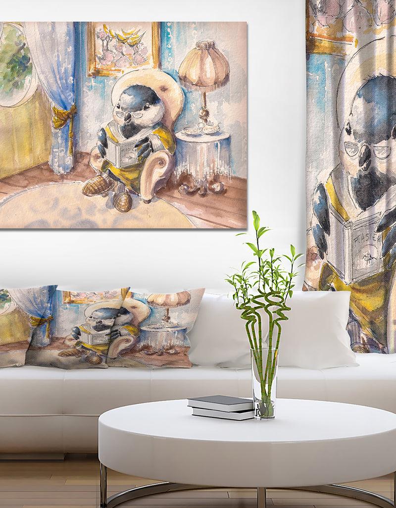 DesignQ Great Tit At Home - Animals Painting Print On Wrapped Canvas