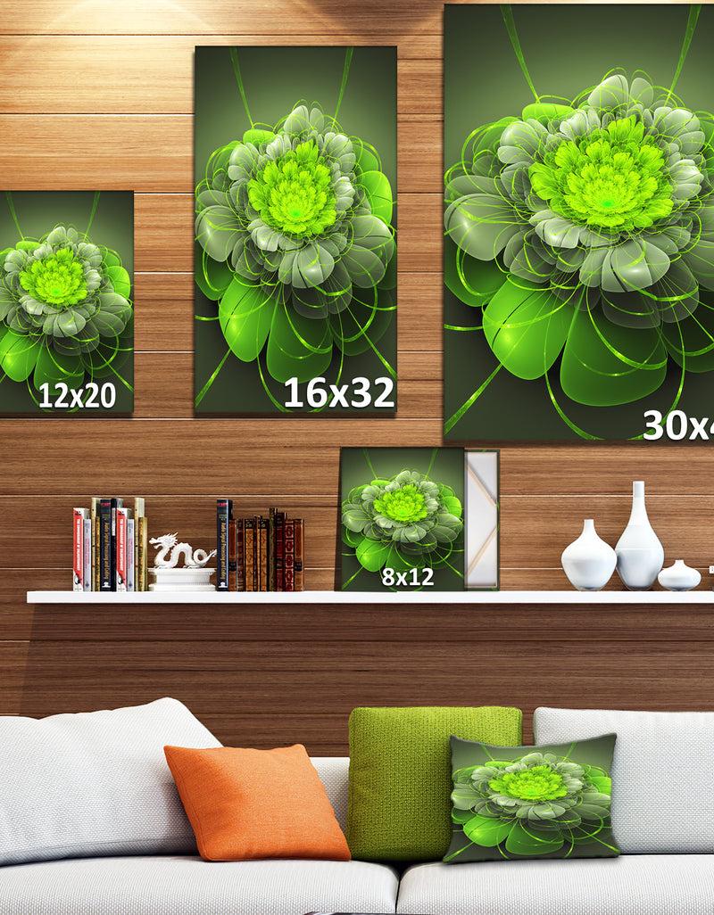 DesignQ Green 3D Lotus Exotic Flower - Floral Contemporary Art On Wrapped Canvas