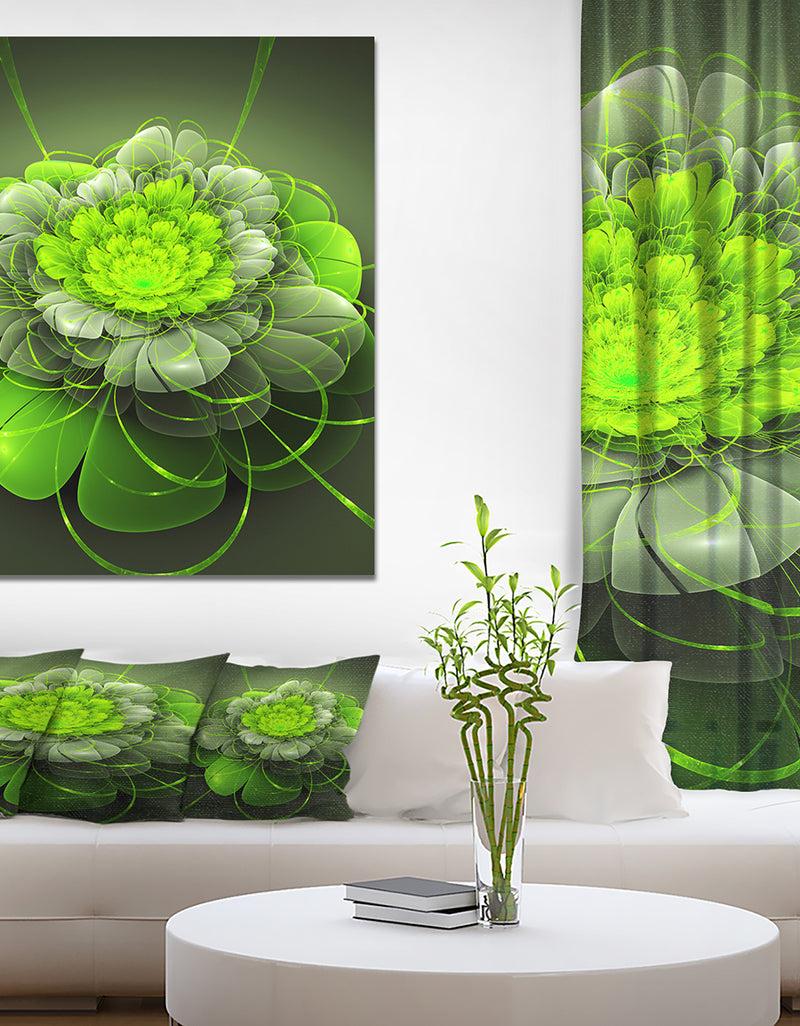 DesignQ Green 3D Lotus Exotic Flower - Floral Contemporary Art on wrapped Canvas