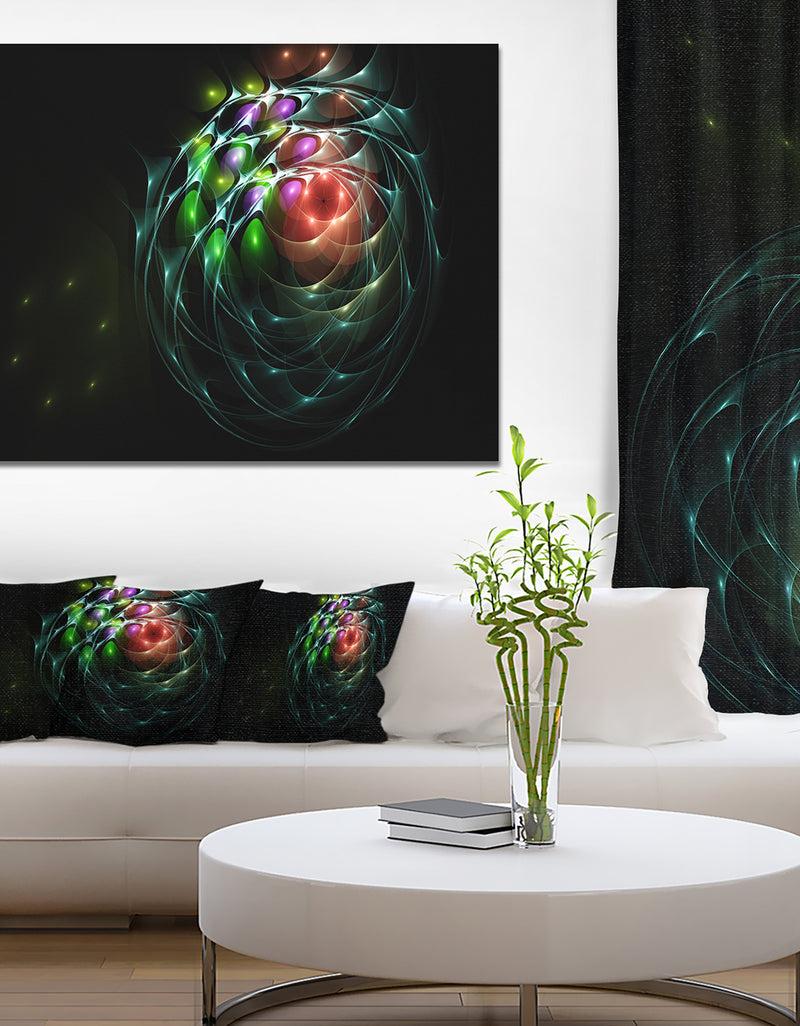 DesignQ Green 3D Surreal Fractal Design'Large Abstract Canvas Art Print
