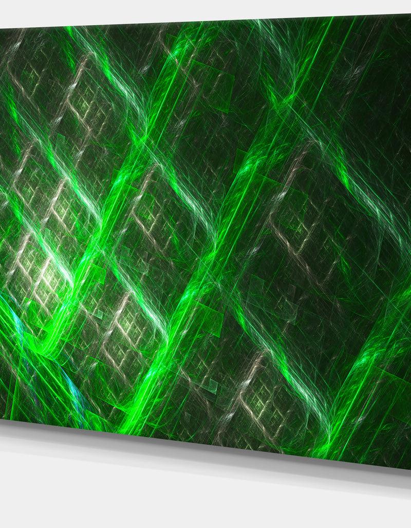 DesignQ Green Abstract Metal Grill - Extra Large Abstract Art On Canvas