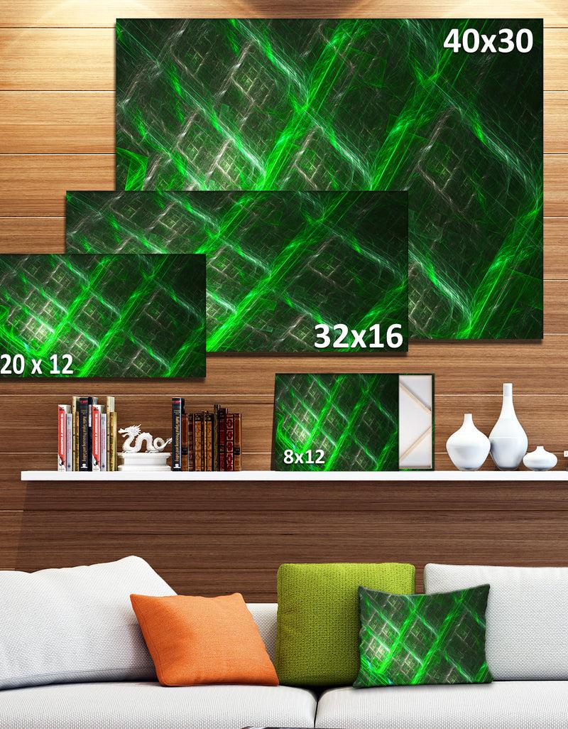 DesignQ Green Abstract Metal Grill - Extra Large Abstract Art On Canvas